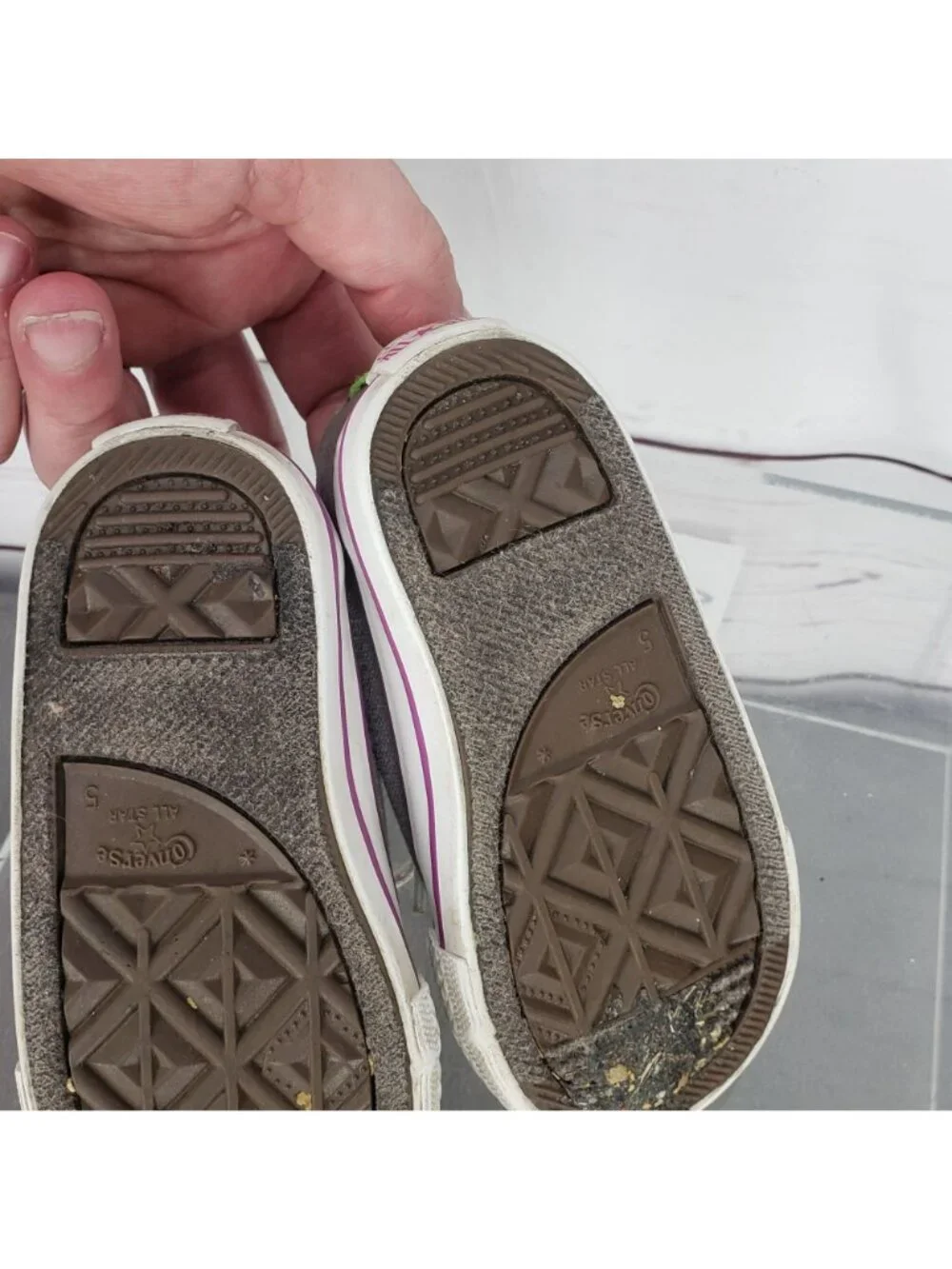 Converse All Star Toddler Shoes Gray Green Purple Canvas Size 5 Lace-Up Sneakers